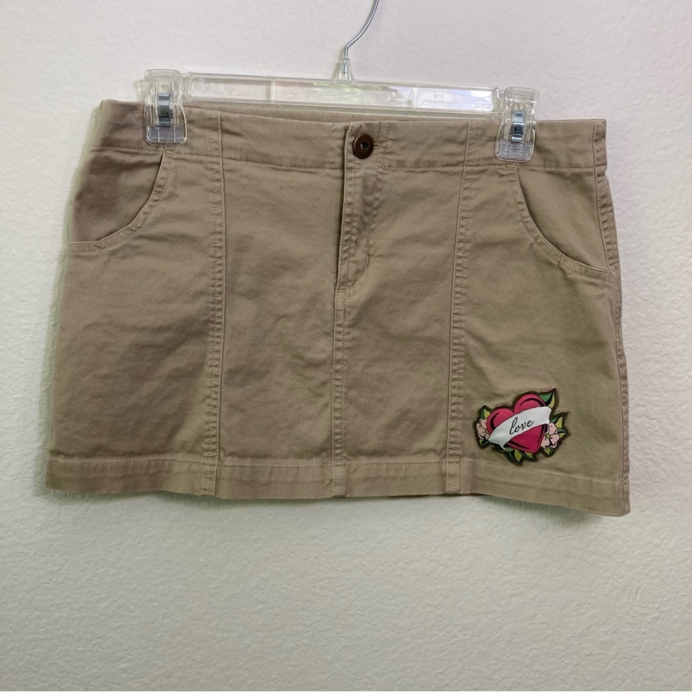 Max Rave Mini Skirt - Cream Khaki - Size Junior 9